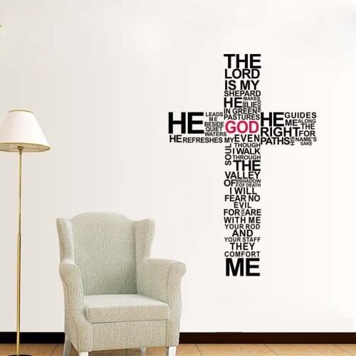 Cross Wall Sticker Text Creative Home Decor Vinyl Removable Art Wall Decal For Living Room