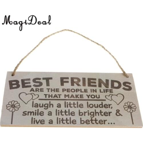 Best Friends Rustic Wooden Hanging Plaque Gift Sign Home Wall Decoration