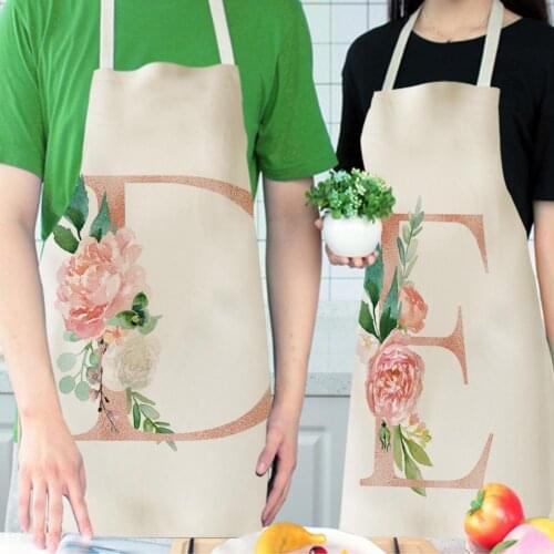 Brief Women Men Aprons Letter A to Z Alphabet Pattern Kitchen Apron Sleeveless Cooking Cleaning Nail Salon Apron Tools