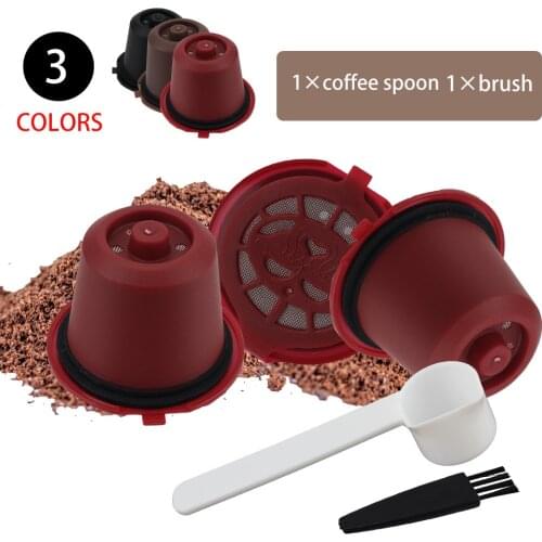 Reusable 4PCS With Spoon Brush Coffee Capsules Cup Coffee Filter For Nespresso