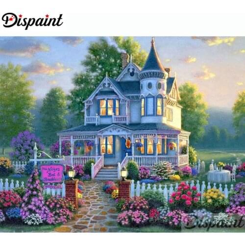 Dispaint Full Square/Round Drill 5D DIY Diamond Painting "House flower" Embroidery Cross Stitch 3D Home Decor A11368