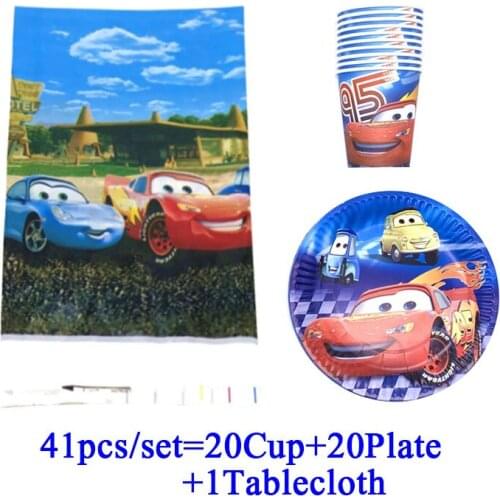 Disney Cars Party Supplies Cup+Plate+Tablecloth Boy Birthday Party Decorations Set Lightning Mcqueen Cars Baby Shower Party Set
