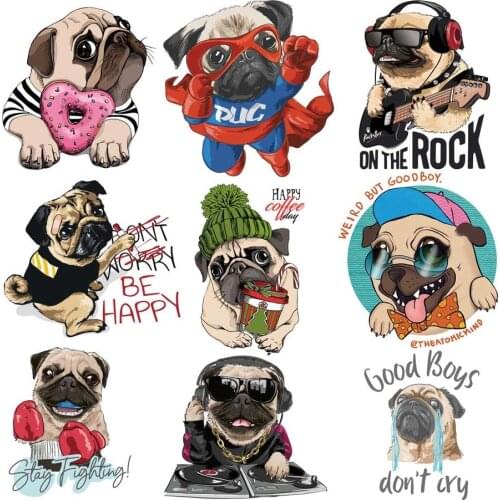 Set Of Cute Cartoon Lovely Dog Heat Transfers Cartoon Patches For Clothing DIY T-shirt Applique Vinyl Stickers Mom Baby Patches