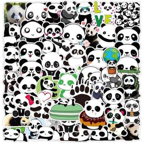 50 Sheets /pack Cute Panda Graffiti Stickers Cartoons Stationery PVC Waterproof Paper Kids Toy Sticker DIY Decor Phone Guitar