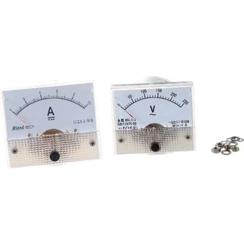 2PCS 85C1 Rectangle Analog Panel Ammeter Gauge, DC 0-10A & AC 0-250V