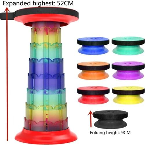 Upgrade Banco Plegable Retractable Folding Stool for Camping Height Adjustable -Portable Plastic Collapsible Telescoping Stool