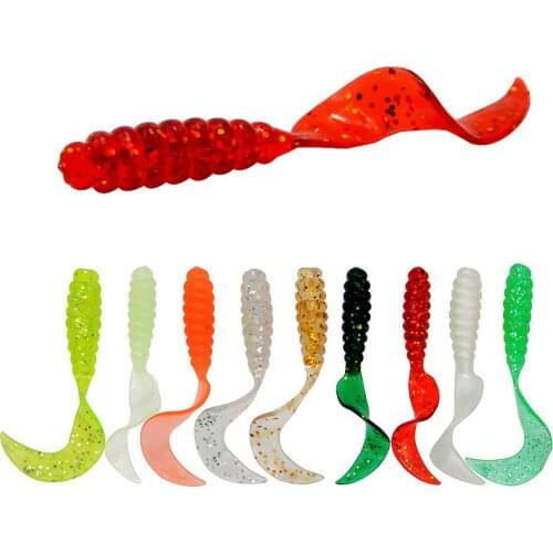 WLDSLURE 20pcs/lot 6cm 2g Soft Lures For Fishing Pesca Isca Artificial Protein Soft Bait Plastic Worm Grub Carp Fishing Lures