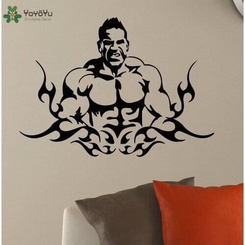 YOYOYU Wall Decal Sports Man Vinyl Wall Sticker Fitness Home Decor GYM Wall Stickers Strong Body Art Window Door Interior SY659