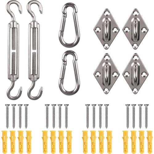 Shade Sail Accessories 304 Stainless Steel Sun Shade Sail Fixing Hardware Accessories for Rectangle&Square Shelter Shade Cloth