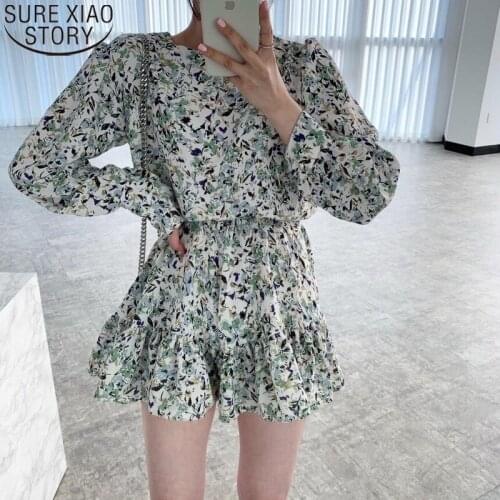 Women Print Dresses Plus Size Korean Chic Spring Mini Floral Dress Long Sleeve Round Collar Loose Casual Dress Vestidos 13472