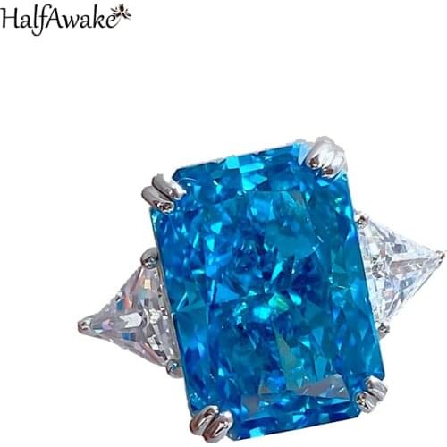 100% 925 Sterling Silver Large Ring Natural Radiant Cut Princess Square Yellow Lemon High Jewelry Womens Wedding Reception Part