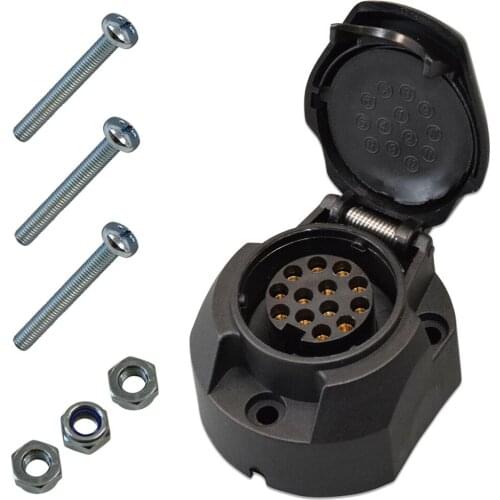 1set Car Trailer Socket 13-Pin OVAL + Automatic Switch-Off Screws + Nuts For Caravans SW8 Stop Nut With Plastic Ring M5