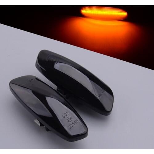 1 Pair Dynamic LED Side Indicator Repeater Blinker Light Black 12V Fit For Peugeot 207 308 3008 5008 RCZ Citroen 6325G5 6325G6