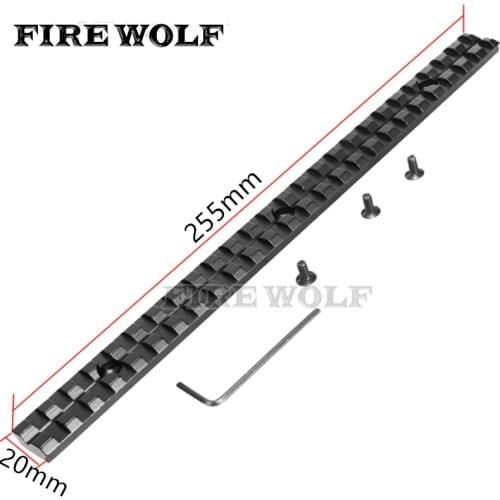 FIRE WOLF 1 Pc Hunting 25 Slots 257mm Long 20mm Rail Picatinny Weaver For Rifle Scope And Flashlight Mount With Screw