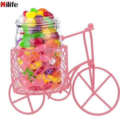 1pcs Jewelry Container lron Tricycle Car Rack Home Decor Flower Basket Vase Storage Sponge Storage Creative Candy Rack