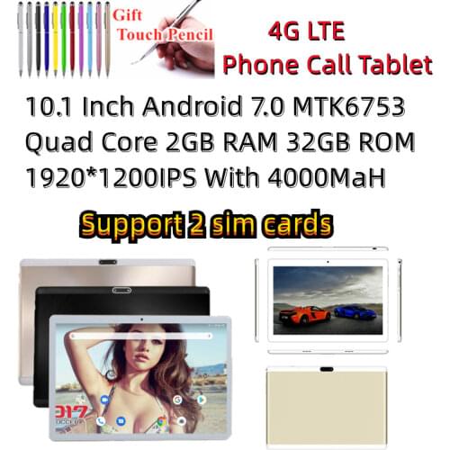 10.1 Inch 1920x1200 4G Tablet PC MTK6739 Quad Core Android 8.1 OS 2+32GB Dual SIM card Bluetooth 4.0 GPS