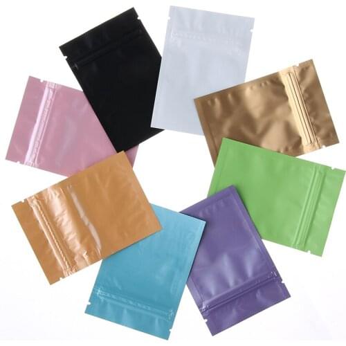 10 PCS Colorful Glossy Heat-sealable Aluminum Foil Small Bag Environmental Protection Flat Lock Retail Packag Storage Bag