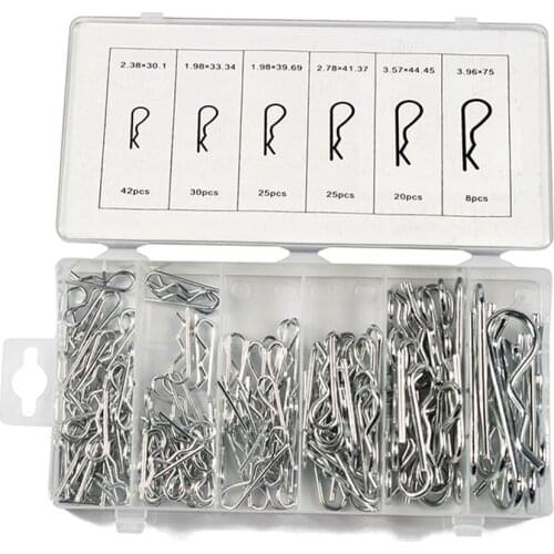 150pcs/lot Anti-Rust Hair Pin Hitch Retaining R Clip Lynch Cotter Spring Assorted Kit Split Cotter Pins Kit Set Fastener Pins
