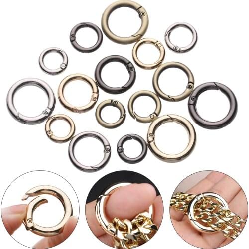 2Pcs Metal Spring O-Ring Buckles Clips Carabiner Purses Handbags Buckles Round Push Trigger Snap Hooks Carabiner Bag Accessories
