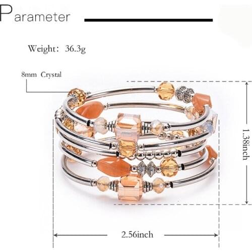2020 Simple Fashion Style Copper Accessories Crystal Winding Bracelet Multi-layer Multi-circle Charm Unisex Bangle Bracelet