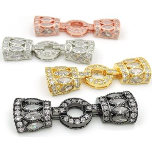57*19*8mm Micro Pave Clear CZ Fold Over Clasp Bead Fit For Making DIY Bracelets Or Necklaces Jewelry