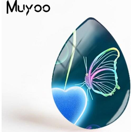 2018 New Abstract Butterfly Art Jewelry Butterflies Paintings Glass Cabochon Tear Drop Cabochons Photo Gifts Women