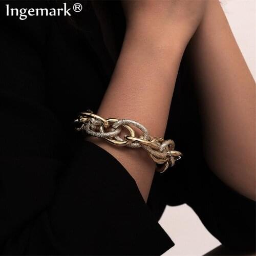 Boho Punk Heavy Metal Chunky Chain Bracelet Bangle Women Men Armband Steampunk Indian Brand Lock Bracelets Friend Couple Jewelry