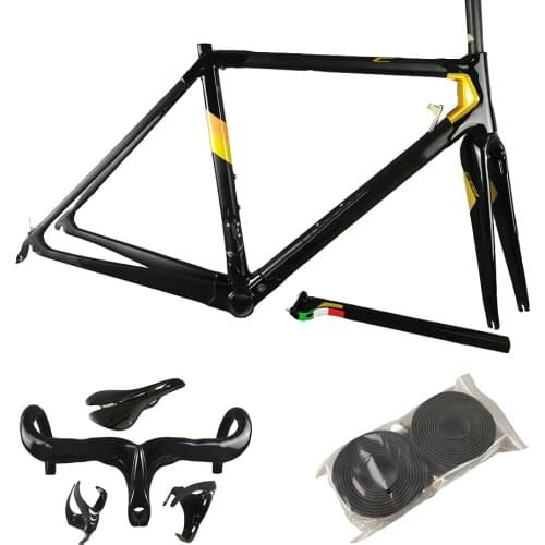 C64 Frame Black Gold Full Carbon Fiber Road Bike Frames Bicycle Frameset Handleabr Saddle Bottle Cages Concept V3Rs