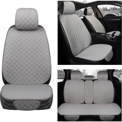 5 Seats Flax Car Seat Cover Breathable Auto Seat Cushion Protector Front Rear Back Pad Mat With Backrest fit More Car Suv Van
