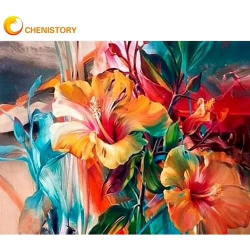 CHENISTORY Painting By Numbers Kits For Adults Children Colorful Lily Flower Picture Handmade 40x50cm Frame On Canvas Home Craft