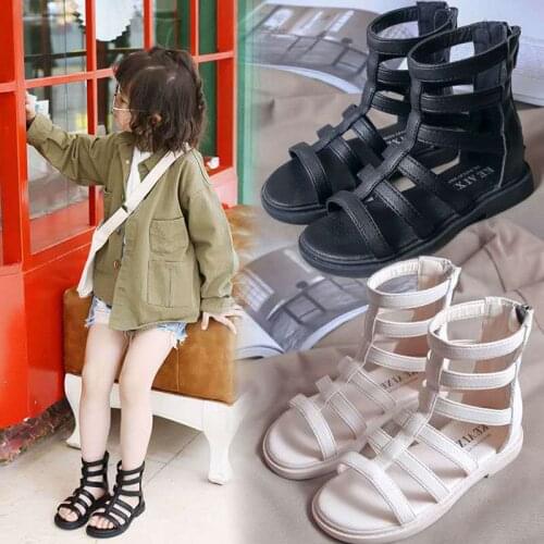 Kids Roman Sandals 2021 Little Girl Summer Beach Sandals for Kids Children Fashion Princess Ankle Hollow Out Beach Boots Shoes