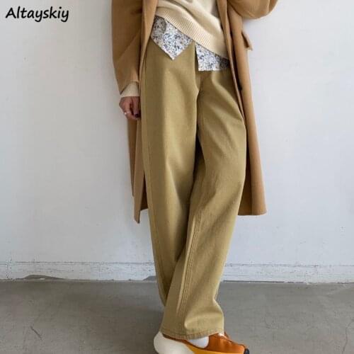 Jeans Women Denim Straight Pocket Vintage High Waist Fashion Cool Girls Student All-match Stylish Loose Distressed Baggy Trouser