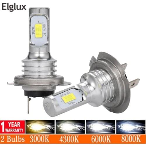 Elglux 2PCS H3 H4 H7 H11 12000LM Car LED Fog Lights Play and Plug White Auto Driving Fog Lamps Bulbs 6000K Auto Car LED Lamps