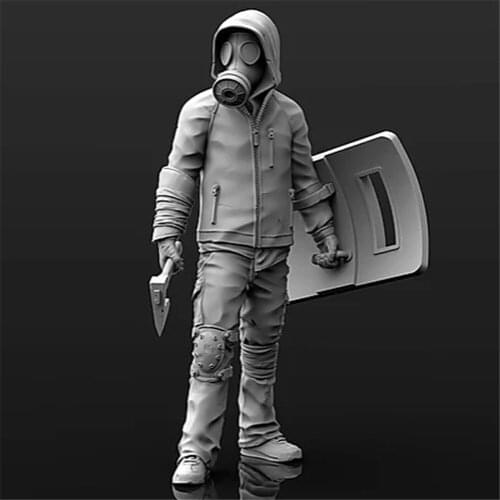 Resin Figure 1/35 Scale Model Kit Man With Shield Assembling Model Resin Kit Colorless Self-Assembled Toys R340