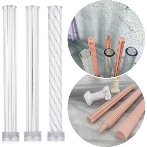 1PC Plastic Long Pole Stripe Candle Mold Match Large Cylinder Rib DIY Soap Making Craft Church Wedding Party Handmade Clay Tools
