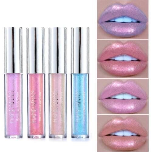 HANDAIYAN Plump Lips Makeup Waterproof Long Lasting Holographic Lip Gloss Mermaid Lip Tint Creamy Matte Liquid Lipstick rouge