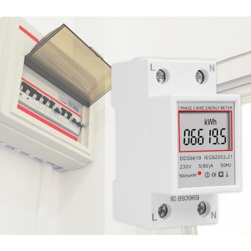 DDS6619-007 LCD Digital Display Electric Energy Meter Single Phase 1600imp/kWh Two Wire 50hz Din Rail Power Meter for Home