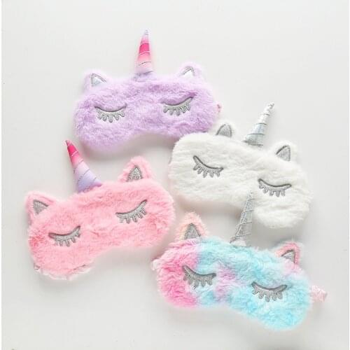 Kawaii Soft Toy Eye Mask 3D Cartoon Unicorn Eyeshade Relax Mask Sleeping Mask Plush Eye Shade Cover For Travel gifts