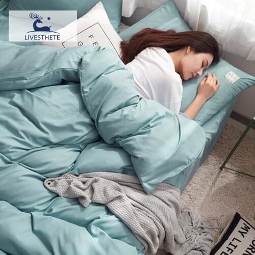 Liv-Esthete Green Bedding Set Double Duvet Cover Flat Sheet Fitted Sheet Pillowcase Japanese style Simple Home Textiles Corners