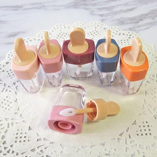 6ml 10/30/50pcs Cosmetic Plastic ice cream design Lip Gloss Bottle, Clear Portable Lip Oil Package,Cosmetic Liquid Lipstick Tube