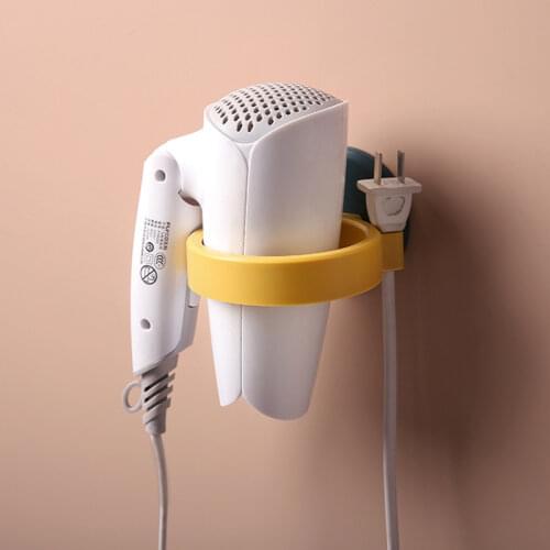Creative Hair Dryer Rack Free Punch Bathroom Wall-mounted Organizer Bathroom Toilet Storage Shelf Stand Hairdryer Sticker Holder