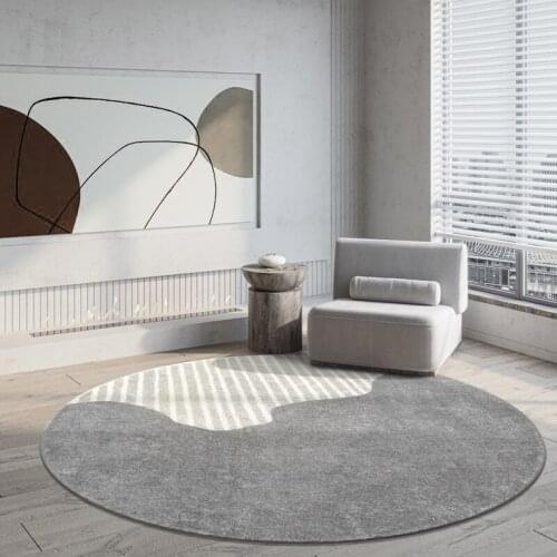 Round Carpet Geometric Grey Floor Mat Home Round Rugs Living Room Carpet For Bedroom Decoration Tables Rug Pad Area Coffee Floor