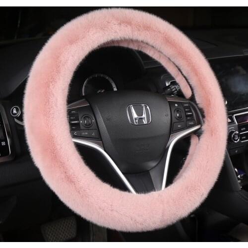 M 37-38cm Car Steering Wheel Covers Winter Warm Soft Short Plush Styling Universal Interior Accessories Car-styling