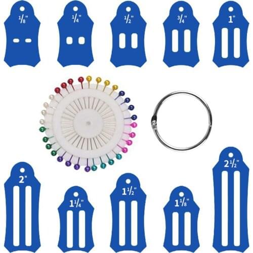 Double Fold Bias Tape Maker Tool Kit with 40pcs of Quilting Pins and Storage Chain Fabric Bias Tape Maker Set Sewing Accessories