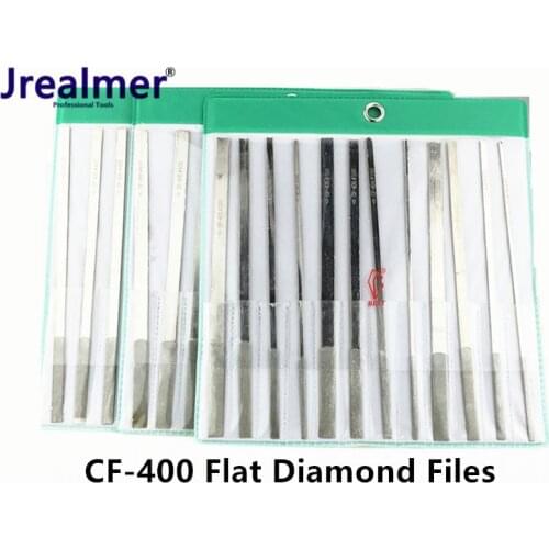 Jrealmer TAIWAN Diamond Flat Hand FILES CF-400 CF-402 CF-404 CF-406 CF-408 12pcs/set Diamond Coating Needle Flat File Set