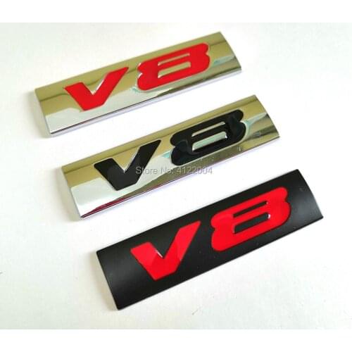 V6 V8 Back Emblem Badge Trunk Sticker Decal For AUDI Skoda BMW CHEVROLET FORD HYUNDAI KIA MAZDA NISSAN