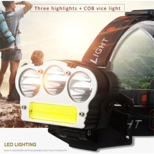 3*T6 COB LED Headlamp 18650 Battery USB Rechargeable Super Bright Portable Waterproof Outdoor Headlamp Camping Fishing Headlight