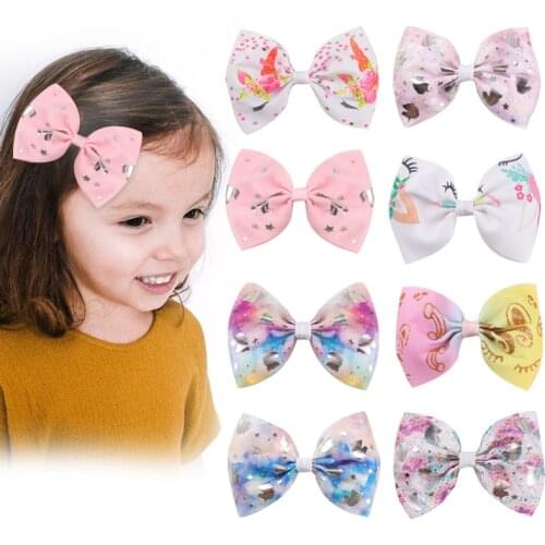 Ncmama 4 Inch Printed Hair Bows Boutique Hair Clip For Kids Girls Grosgrain Ribbon Barrettes Headwear Hair Accessories