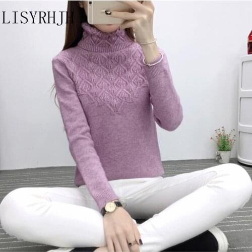 LISYRHJH 2020 New Women Turtleneck Winter Sweater Long Sleeve Knitted Women Sweaters And Pullovers Female Jumper Tricot Tops
