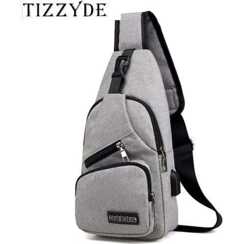 New Arrive Mens Usb Smart Chest Bag Shoulder Bag Shoulder PU Leather Mens Fashion Crossbody Bag Leisure Canvas Mens Bag YL026